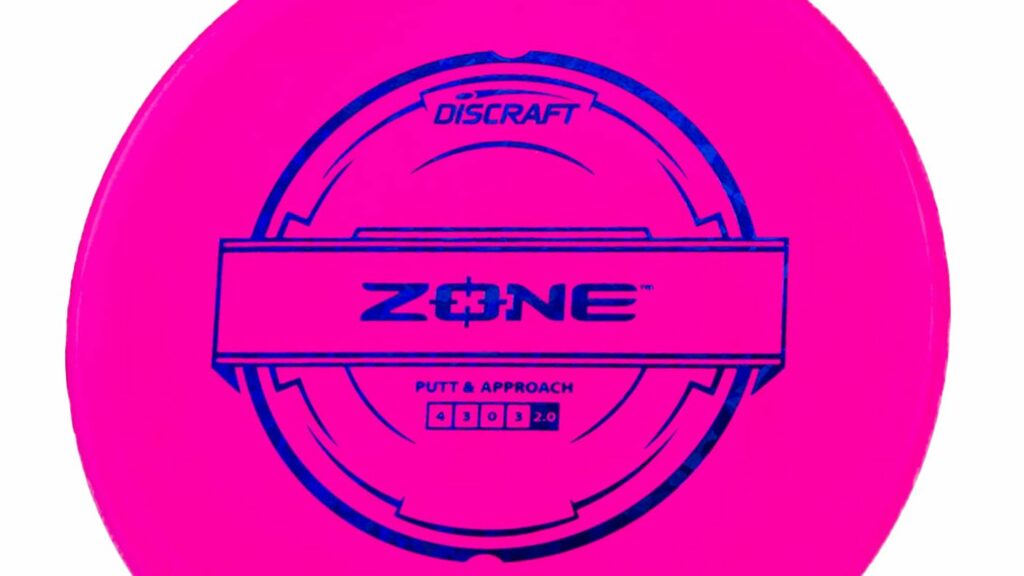 A pink Discratf Putterline Zone with blue stamp