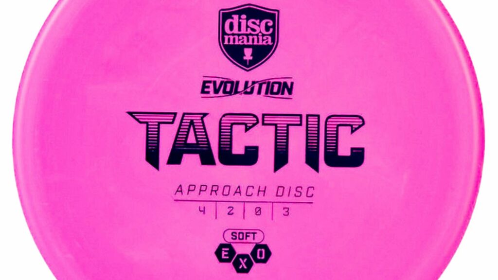 A Pink Discmania Evolution Tactic with Black stamp