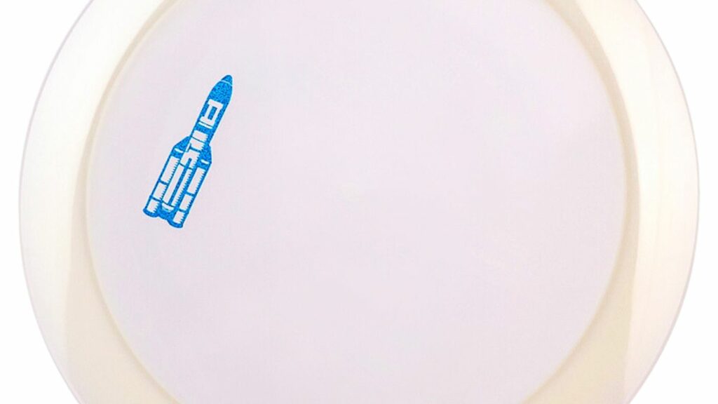 A discmania active glow-premium astronaut white rims and blue spaceship stamp
