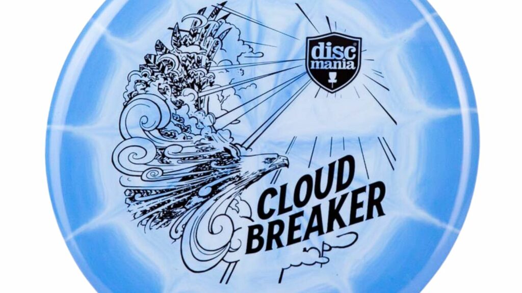 A lightblue/white dyed Discmania Cloud Breaker Lux Vapor Link with Black Stamp