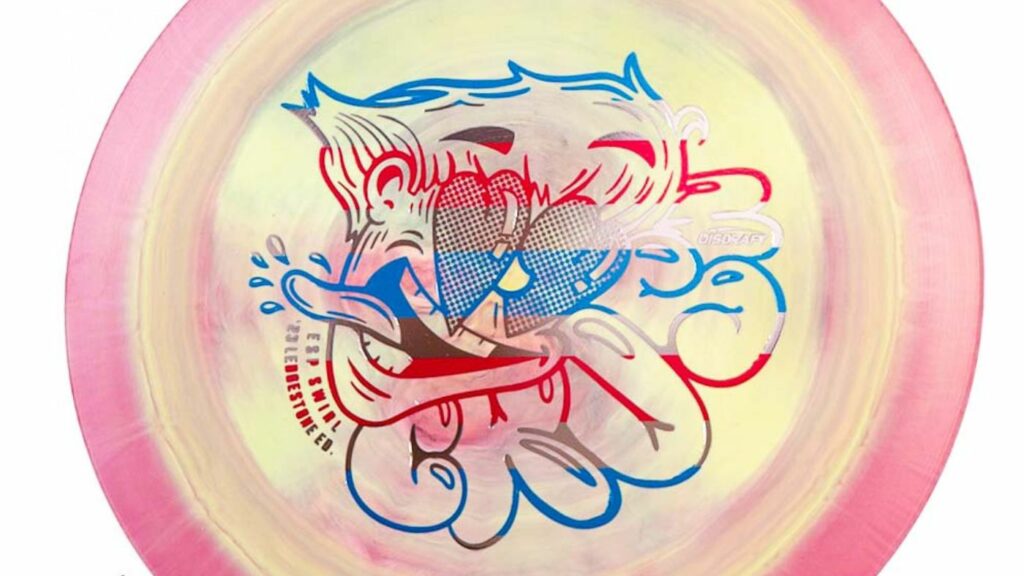 Pink Discraft ESP Swirl Crush with Blue/Red/Grey Stamp