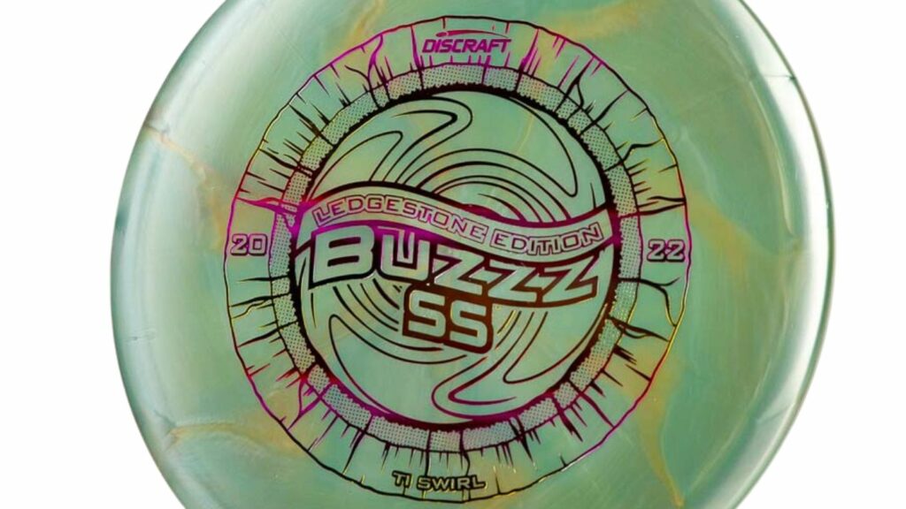 Green/Yellow-ish Discraft  TI Swirl Ledgestone 2022 Buzzz SS  with Winter Sunset Stamp